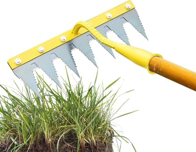 Onkruidwieder Tuin - Handmatige Onkruidverwijderaar - Bodem Losmaken - Zware Nivellering - 38 x 15 x 15 cm - Geel Zilver