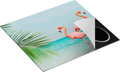 Chefcare Inductie Beschermer Twee Flamingo's in het Water - 60x50 cm - Afdekplaat Inductie - Kookplaat Beschermer - Inductie Mat