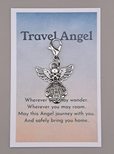 Reisengel sleutelhanger - Travel Angel - Geluksengel - Engel met wenskaartje - Pucket hug - Geluksengel - een Engeltje voor jou - Tashanger - Beschermengel - Geluksengeltjes - Sleutelhanger - Beschermengel