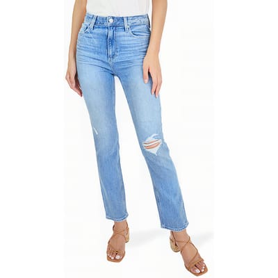 PAIGE Sarah Slim Daytrip Destructed Maat: W23 | Straight Jeans Outlet | Dames | Blauw