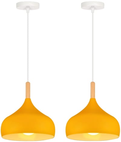 2 Stuks Hanglamp Woonkamer Moderne Plafondlamp E27 Kroonluchter voor Slaapkamer Keuken Hal Geel