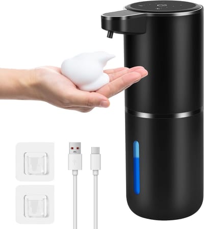 Automatische zeepdispenser met sensor, oplaadbaar via USB, schuimzeep, wandmontage, 4 instelniveaus en hygiënisch gebruik