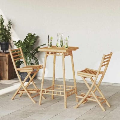 Opvouwbare barkruk - Bamboe stoel - Buiten zitten - Met rugleuning - 2 stuks - Bruin