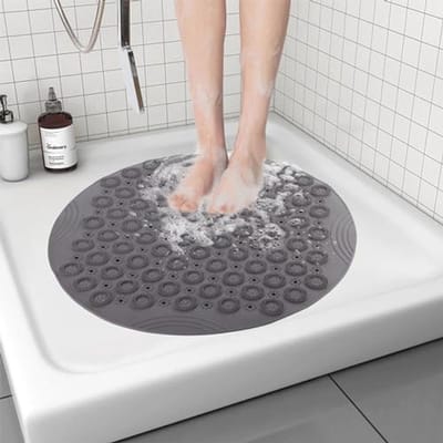 Ronde Antislip Douchemat - Machinewasbare Badmat met Zuignappen en Afvoergaten - Perfect voor Badkamer en Badkuip