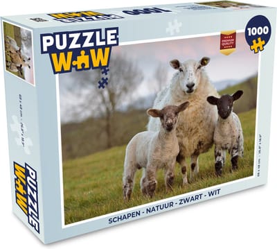 Puzzel Schapen - Natuur - Zwart - Wit - Legpuzzel - Puzzel 1000 stukjes volwassenen
