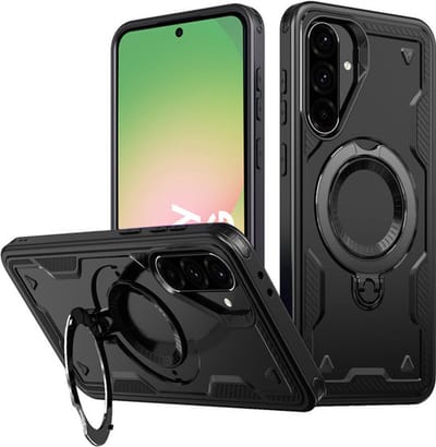 Hoesje Geschikt voor Samsung Galaxy A56 - Armor hoes met Ringhouder - Arara backcover - Zwart
