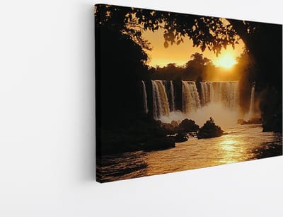 Saammp Canvas Schilderij - Natuur - Landschap - Watervallen - 30x20 - Foto op canvas - Wanddecoratie - Muurdecoratie Woonkamer - Slaapkamer decoratie - Canvas Print