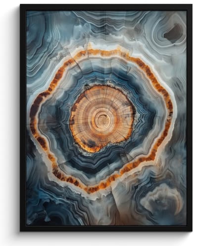Poster in lijst - Fotolijst 60x80 cm - Posters - Cirkel - Ringen - Steen - Tinten - Posterlijst zwart - Decoratie - Wanddecoratie woonkamer - Muurdecoratie slaapkamer
