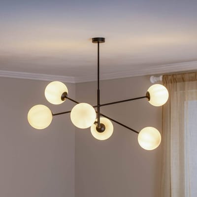 EMIBIG LIGHTING Plafondlamp Lineair, zwart/opaal, 6-lamps