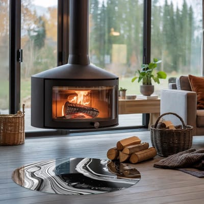 Coloray Vloerplaat Houtkachel - Onderplaat Kachel - 90 cm x 90 cm - Houtkachel Vloerplaat - Zwart en wit Vloerplaat Kachel - Vloerplaat Voor Kachel - Vloerplaat voor Houtkachel - Vloerplaat Open Haard - Plaat Kachel