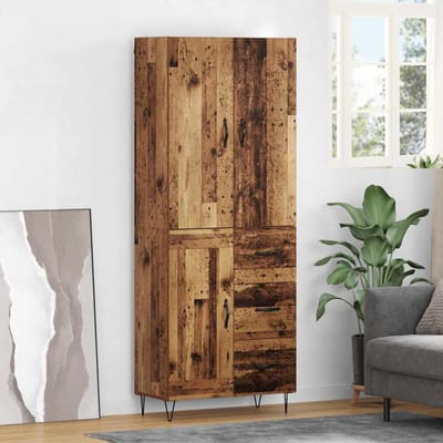 vidaXL - Highboard - 2 - st - Oudhout - 69,5 - x - 34 - x - 180 - cm - Bewerkt - hout