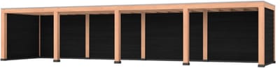 Douglas overkapping, 1200 x 300, met zwarte achterwand en twee zijwanden, Westwood Modern Plus
