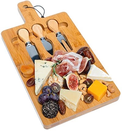 Multifunctionele Bamboe Kaasplank en Kaasmessen Set – Medium Snijplank voor Kaas, Brood en Meer – Perfect Cadeau voor Verjaardag of Feestdagen