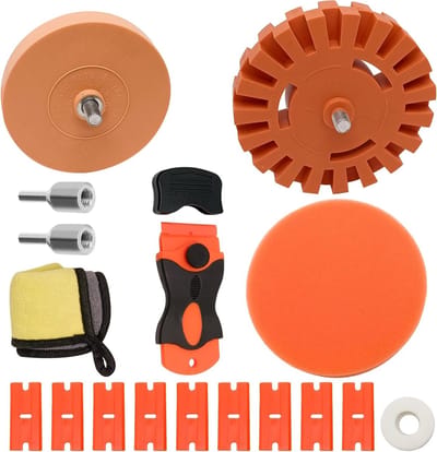 Set van 2 Rubberen Wielen voor Stickerverwijdering, Vinyl Sticker Verwijderaar, Plastic Krassen Verwijderaar met Adapter voor Lijmresten en Plakband