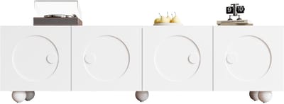 TV-Meubel- 180,5 x 38 x 50 cm - Modern, TV-Standaard, TV-Paneel, Laag TV-Meubel - Uniek Ontwerp - MDF - Wit