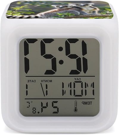 Digitale Wekker - Nachtlampje Klok - Wakker Worden - 7 Kleuren Licht - 8 cm Kubus - Wit