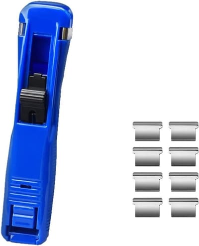 Duurzame Paper Stapler met 8 Herbruikbare Clips, Perfect voor Kantoor, Thuis en School Documenten, Inclusief Klemmen en Dispenser