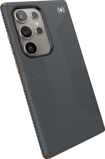 Speck hoesje geschikt voor Samsung Galaxy S24 Ultra - Ultieme Bescherming en Grip - Luxe Soft-touch Afwerking - Valbescherming gecertificeerd tot 4 meter - Microban Antibacterieel - Presidio2 Grip lijn - Grijs