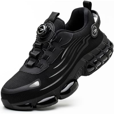 Ademende veiligheidsschoenen Heren Roterende knop Werkschoenen Luchtkussen Heren Beschermende schoenen Anti-smash Anti-lek Werklaarzen 41 black