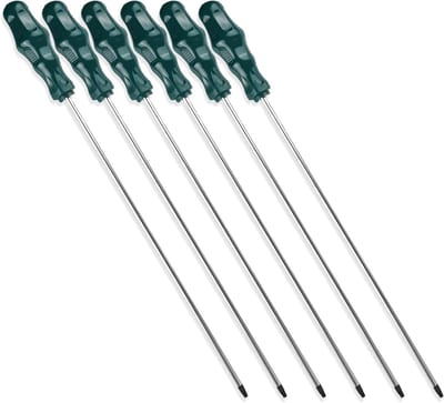 6-delige Torx Schroevendraaierset met Magnetische Handgreep en Lange Bladen van 400 mm (T15, T20, T25, T27, T30, T40) voor Precisiewerk en Klussen