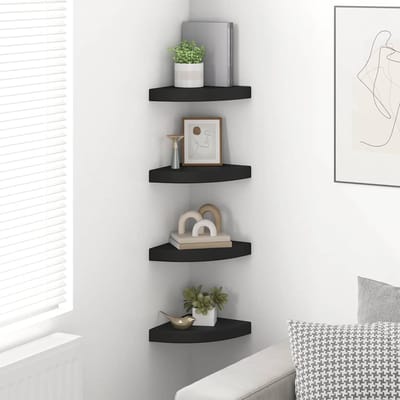 vidaXL - Hoekschappen - zwevend - 4 - st - 25x25x3,8 - cm - MDF - zwart