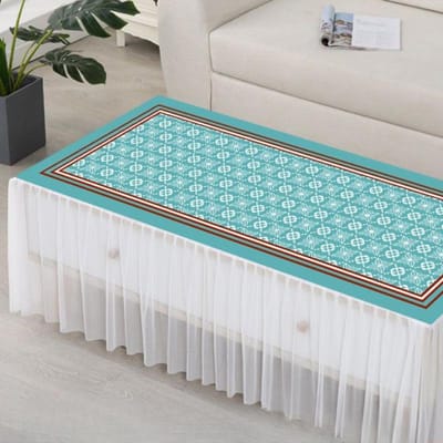 Minimalistische Kant Rondom Koffietafelhoes Waterdicht Oliebestendig Wasbaar Koffietafelset Woonkamer Decoratief Tafelkleed 50x100x40cm 1pcs