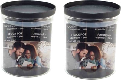 2x Stuks voorraadpotten/weckpotten stapelbaar - Glas - 10 x 13 cm