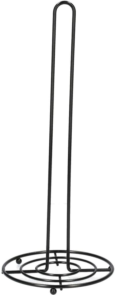 HOMLA Duncan papieren handdoekstandaard met ronde voet – universele maat, lichtgewicht stabiele opengewerkte structuur, Ø 15 cm × H 35 cm, 0,2 kg, 100% metaal, zwart