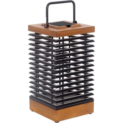 Les Jardins LED-lantaarn op zonne-energie Tekura, teak/grijs, 46,5 cm