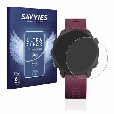 Savvies - Screenprotector voor Garmin Forerunner 245 / 245 Music / 45 - Folie Beschermfolie transparant 6 Stuks