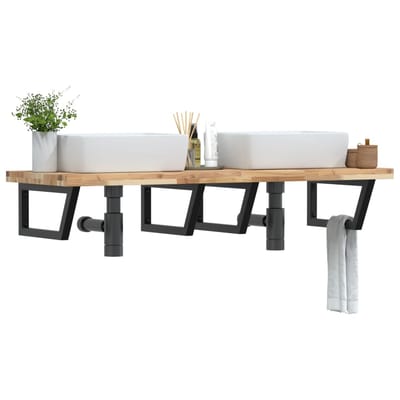vidaXL - Badkamer - wandschap - staal - en - massief - acaciahout