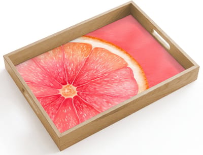 Dienblad hout 40x30 cm - Schootdienblad - Grapefruit - Roze - Levendig - Borrelplank rechthoek - Plateau dienbladen