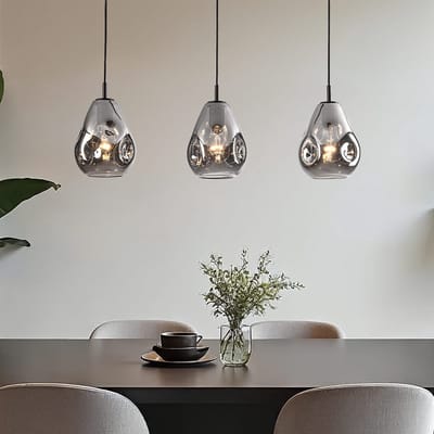 LumenXL 3-lichts design hanglamp zwart - smoke glas - Faliste