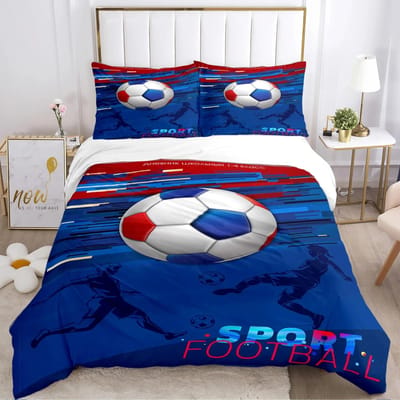 Voetbal dekbedovertrekset, zachte dekbedsets en kussenslopen voor tieners, eenpersoons/tweepersoons/queensize/kingsize dekbedovertrek en kussensloop US Full(200x230cm)