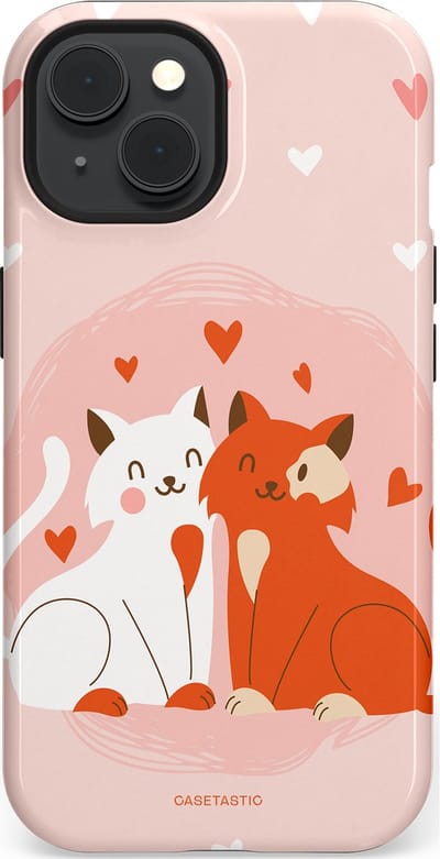 Casetastic Hoesje Geschikt voor Apple iPhone 15 Magsafe - Stijlvolle Beschermende Duo-layer Case - Romantische Katten Liefde