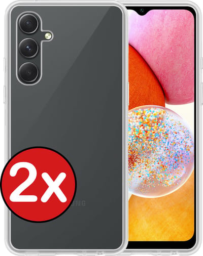 Hoesje - 2 Stuks - Geschikt voor Samsung Galaxy A14 - Sterk & Shockproof - Telefoonhoes - Back Cover - Case Siliconen - Telefoon Hoes - Transparant