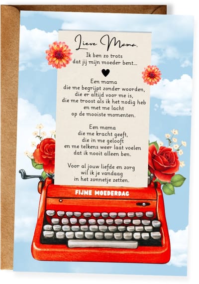 Moederdagkaart - Mooie Tekst Moederdag - Moederdag kaart met vers - Gedicht voor moederdag - Lieve wenskaart voor mama - Ansichtkaart (10x15 cm incl. envelop)