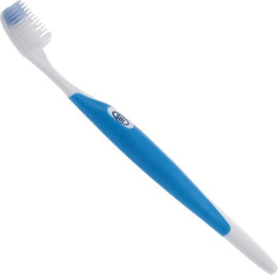 Silicone Tandenborstel - Prothese Borstel - Kunstgebit Reinigen - Zachte Siliconen Borstels - 19 cm - Blauw