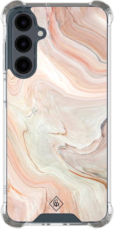 Casimoda® hoesje - Geschikt voor Samsung Galaxy A16 - Marmer Waves - Shockproof case - Extra sterk - TPU/polycarbonaat - Bruin/beige, Transparant