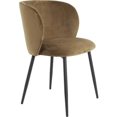 Light&living Eetkamerstoel 56x55x79 cm ELYNA velvet bruin-mat zwart - set van 2
