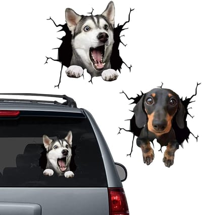 Dailygoods- Hond Stickers 3D Effect - Dieren Stickers - Auto Stickers - Muurdecoratie - Waterdicht - PVC Materialen 30x30 cm - Dierenstickers