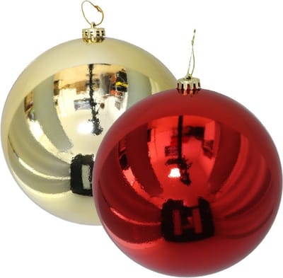 Gerimport Grote decoratie kerstballen - 2x st - goud en rood - D15 cm - kunststof - kerstversiering