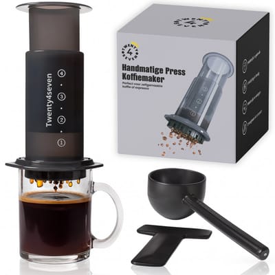 Twenty4seven® French Press Koffiezetter - Draagbare Handmatige Koffiemaker - Cafetière voor Onderweg, Kantoor & Camping - Koffiepers met Filterhouder