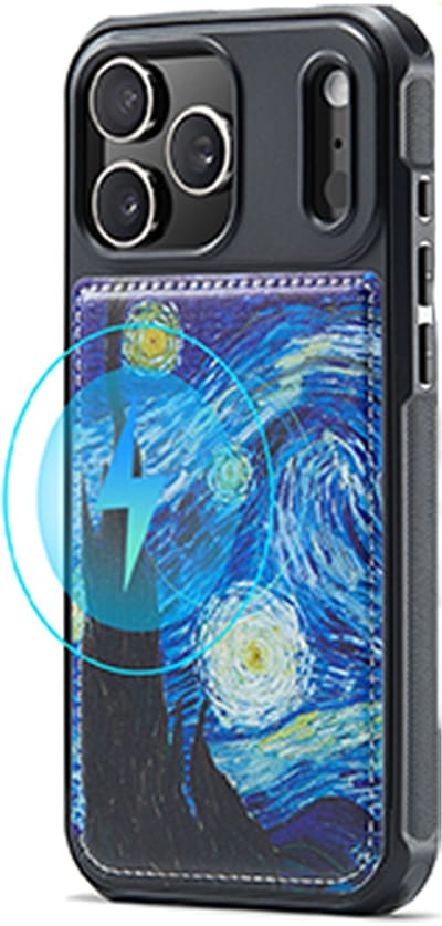 Casemania Hoesje Geschikt voor Apple iPhone 17 Pro - De Sterrennacht Print - Van Gogh - Magnetisch Kunstleren Back Cover - Telefoonhoesje Geschikt voor MagSafe