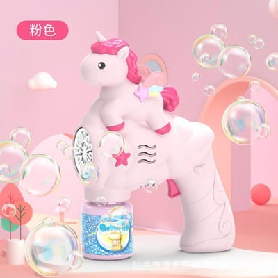 Pistolet à Bulles Électrique Licorne Jouet pour Enfants Machine à Bulles Souffleur à Savon Automatique avec Lumière Fête Extérieure Cadeau Enfants Jouets Fantastiques