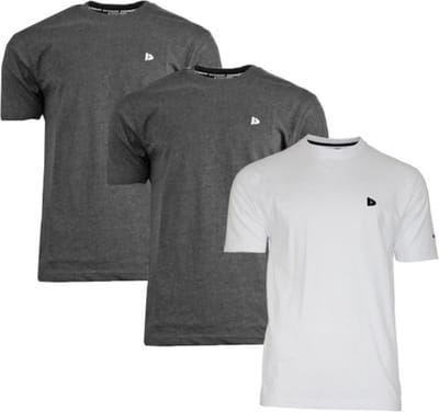 3-Pack Donnay - T-shirt (Vince) - Sportshirt - Heren - Charcoal-marl/White/Charcoal-marl (270) - maat S