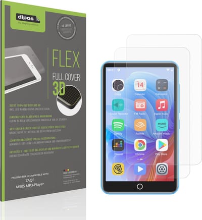 dipos FLEX – 2x Matte Screenprotector geschikt voor ZAQE M505 MP3-Player | Volledige Schermbescherming | Case-Friendly