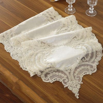 Tafelloper Goudfluweel Europa Geborduurde Tafelvlag Hoes Luxe Kant Tv-meubel Stof Klassiek Koffie Bruiloftsdecoratie 40X90cm