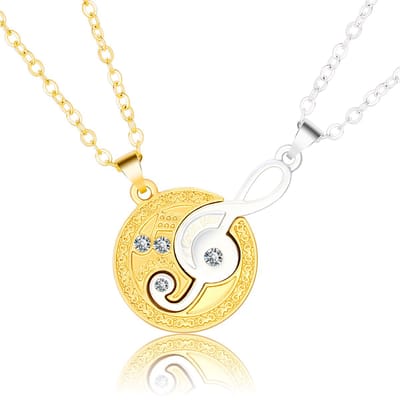 Bixorp Friends BFF Ketting voor 2 Muzieknoot - Goud & Zilverkleurig - Best Friends Ketting Vriendschap Cadeau voor Twee