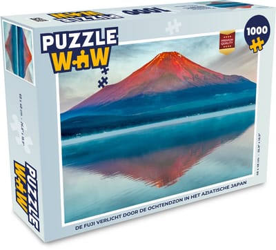 Puzzel De Fuji verlicht door de ochtendzon in het Aziatische Japan - Legpuzzel - Puzzel 1000 stukjes volwassenen